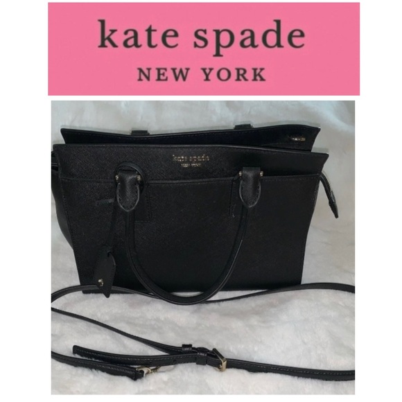 NEW Kate Spade Black Double Handle Handbag Shoulder Strap Satchel - Picture 1 of 16